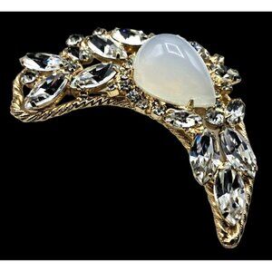 Juliana Rhinestone Brooch Vintage Gold Tone Brooch With Clear Rhinestones High D